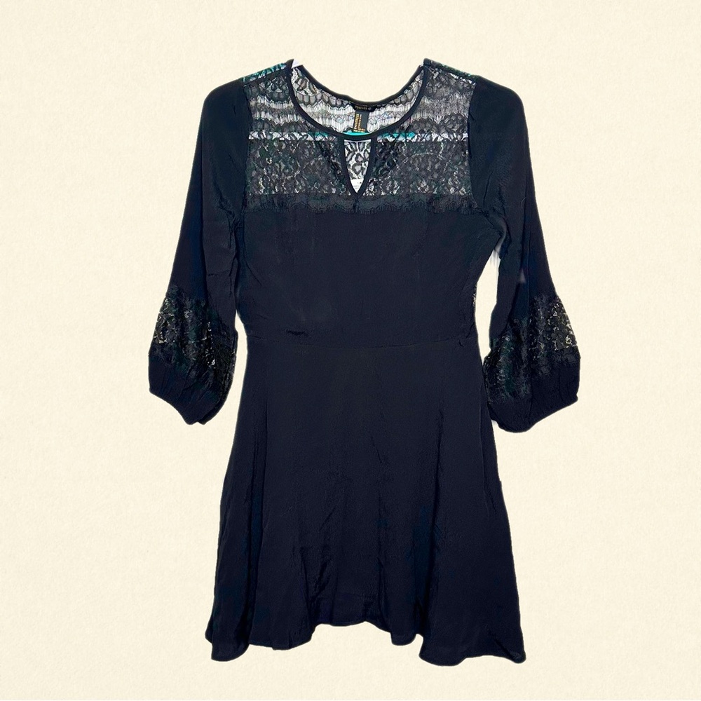 Forever 21 Long Sleeve Black Lace Mini Dress NWT.